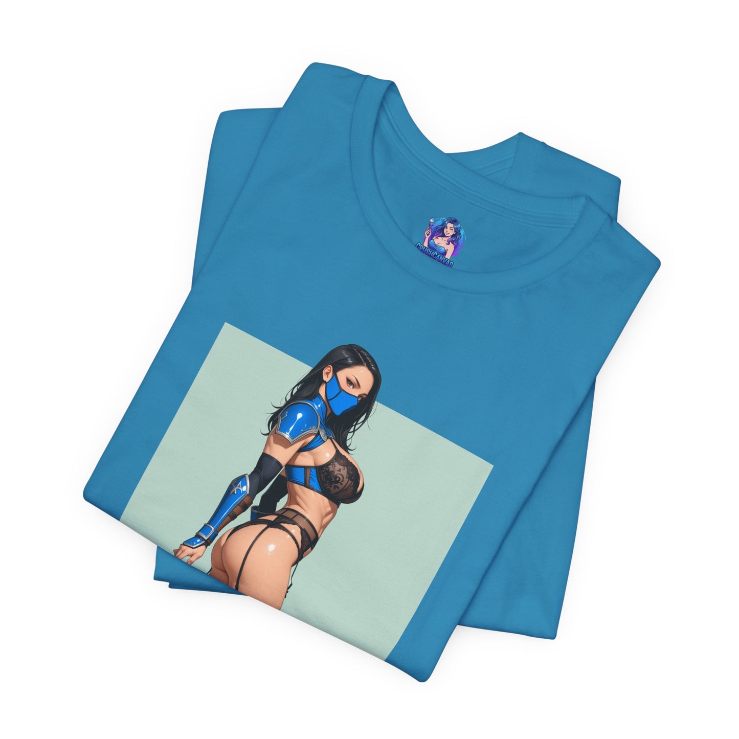 Kitana Grafik-T-Shirt | Mortal Kombat T-Shirt für Otakus und Kampfspielfans | Blaues Ninja-Waifu-Shirt