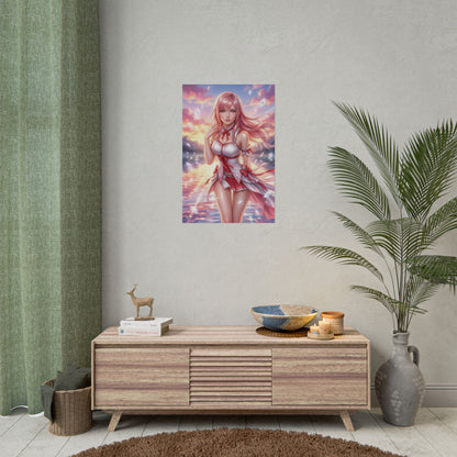 Serah Farron Final Fantasy XIII Poster Anime RPG Wandkunst Fantasy Frau Druck Pinke Haare Mädchen Gaming Zimmer Deko Geschenk