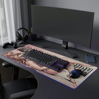 Aerith Gainsborough RGB Desk Mat, Final Fantasy Gaming Mouse Pad, LED Desk Mat showcasing soft fantasy artwork with RGB lighting on a gaming desk