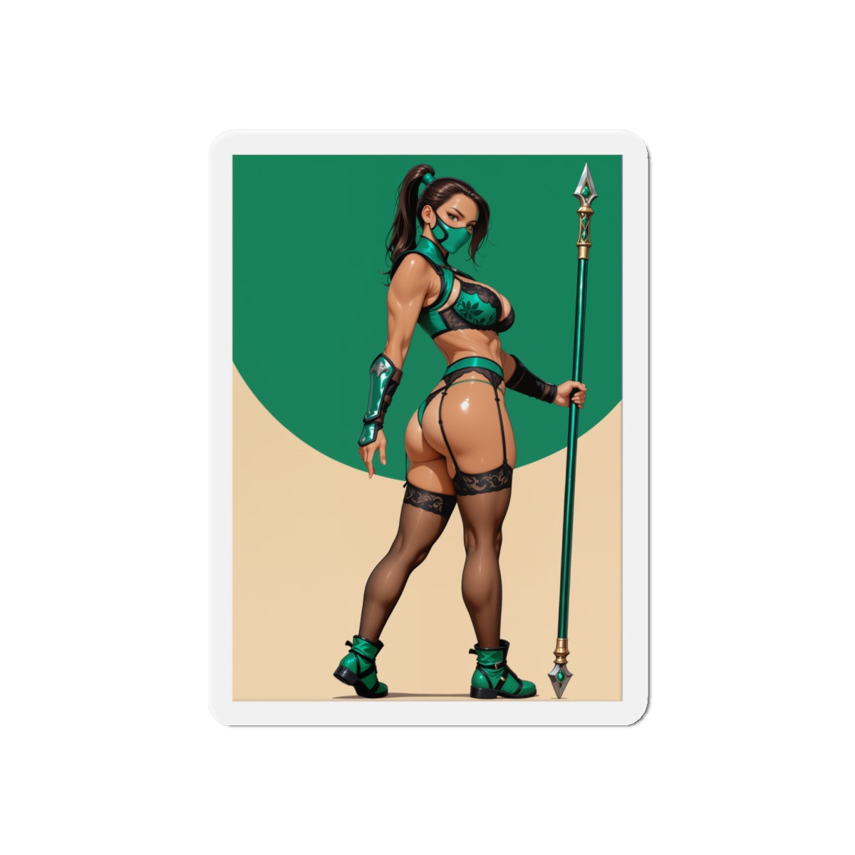 Нефритовий магніт – магніт на холодильник із зображенням дівчини з аніме Mortal Kombat, декор із зображенням бійця ніндзя