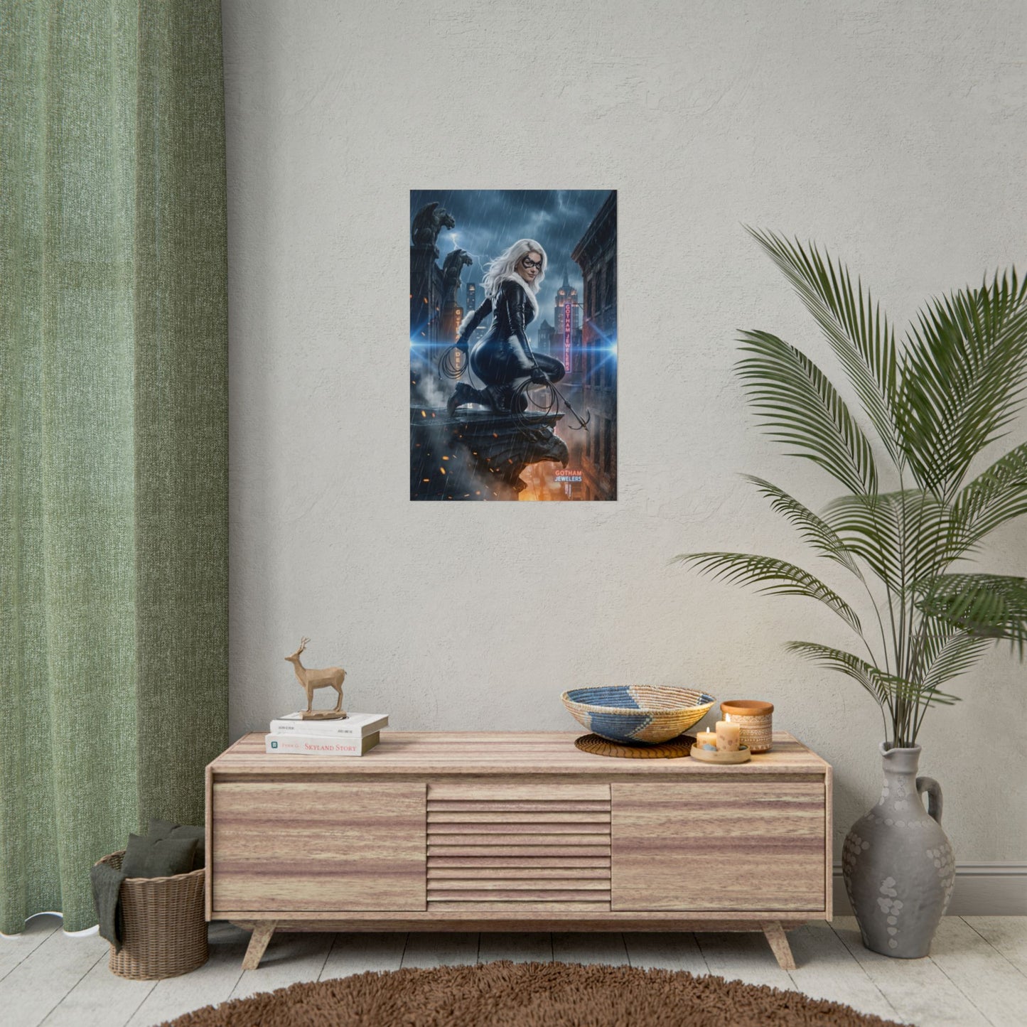 Black Cat Poster, Marvel Print – Classic Comic Wall Art Gift for Fans hanging in modern living room decor