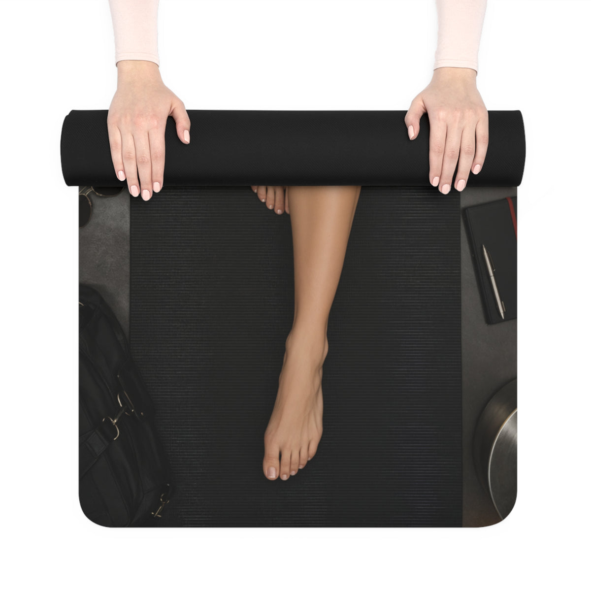 Black Widow Yoga Mat Soft Suede Home Gym Exercise Fitness 24x72