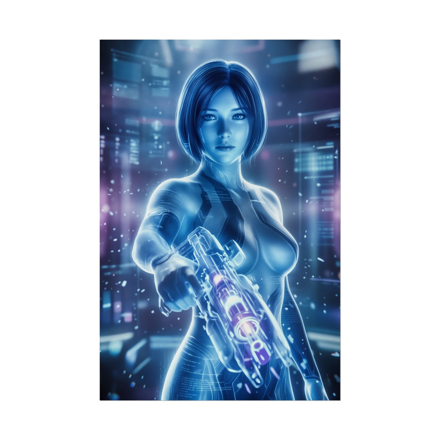 Cortana Halo Poster, Halo Wall Art Print, Sci Fi AI Woman Decor, Gaming Room Wall Art, Gamer Gift Idea