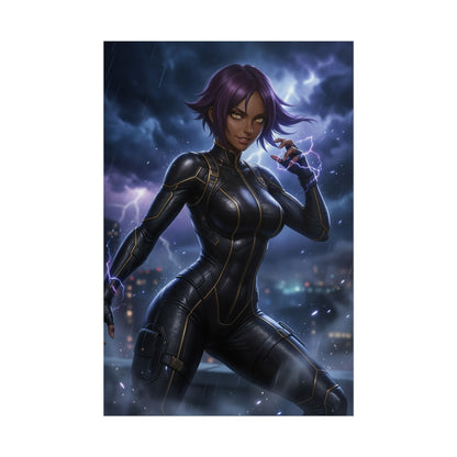 Yoruichi Poster Bleach Wall Art Anime Woman Print Purple Hair Girl Decor Ninja Cat Form Artwork Gamer Room Gift