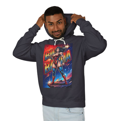 Big Barda Hoodie | DC Warrior Hoodie | New Genesis Champion Pullover - charcoal pullover with bold Barda graphic, lightweight 100% ring-spun cotton