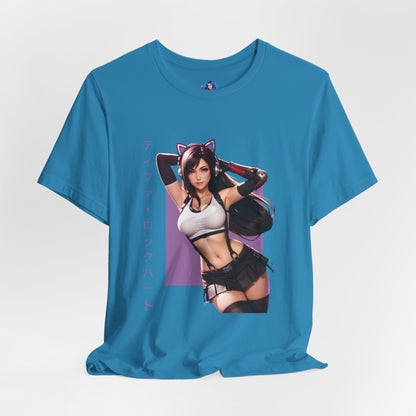 Tifa Lockhart Grafik-T-Shirt | Final Fantasy VII T-Shirt für Anime-Fans | Sexy Kämpferinnen-Shirt