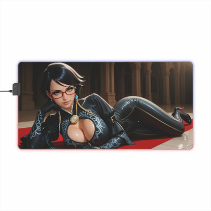 Килимок для столу Bayonetta – світлодіодний RGB-підкладка, ігровий комплект із зображенням дівчини з аніме Witch Waifu