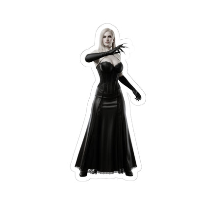 Lady Dimitrescu Sticker – Gothic Game Character Vinyl Sticker for Laptops & Decor, glossy durable vinyl decal of tall gothic woman in black gown