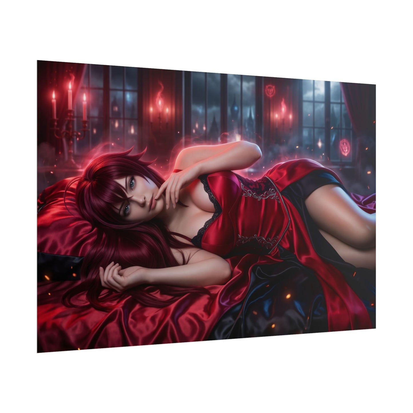 Rias Gremory Poster, Anime Wall Art, Fantasy Anime Print Decor