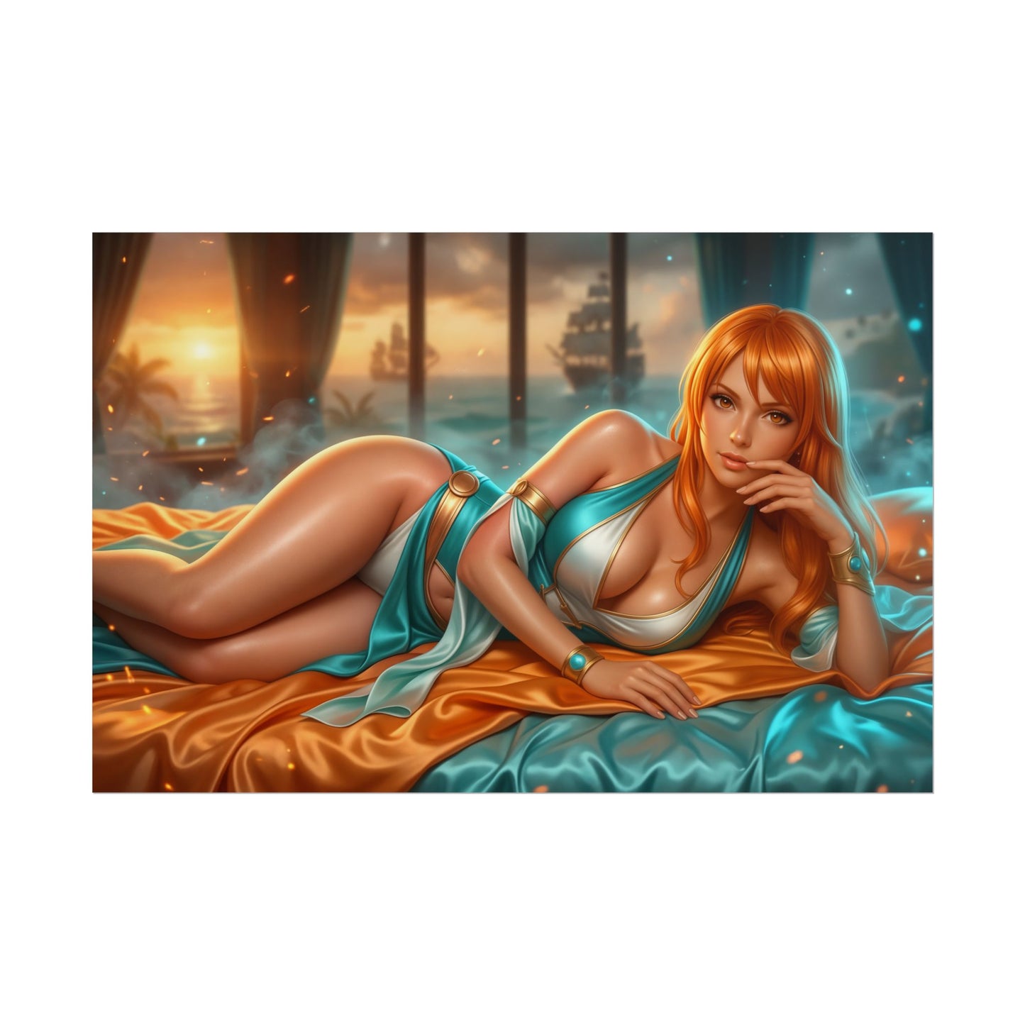 Nami One Piece Poster, Anime Wall Art, Fantasy Print, Gamer Decor