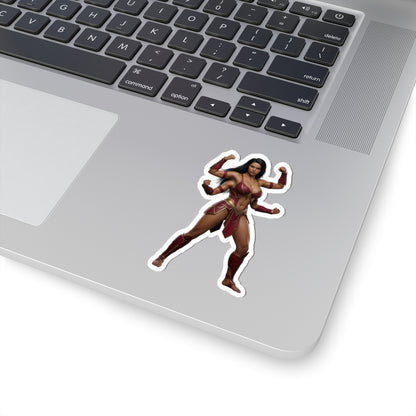 Sheeva Sticker – Mortal Kombat Vinyl Sticker for Laptops & Indoor Decor on a laptop showing glossy durable vinyl decal, vibrant colors and strong adhesive