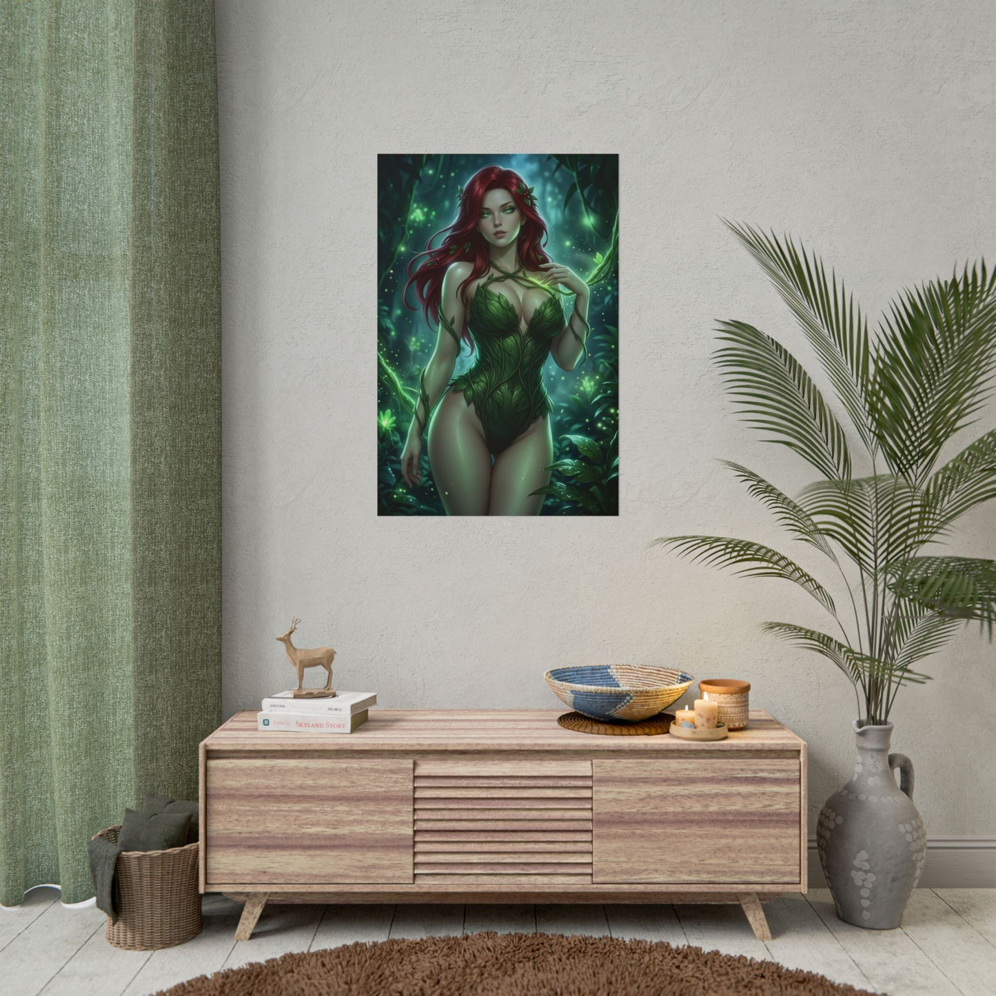 Poison Ivy DC Comics Poster Red Hair Woman Wall Art Botanical Fantasy Print Nature Girl Decor Gaming Room Gift