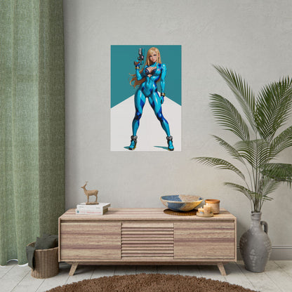 Samus Aran Waifu-Poster, futuristischer Anime-Girl-Kunstdruck, Sci-Fi-Wanddeko