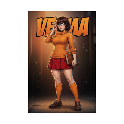 Velma Art Print, Scooby Doo Poster, Cartoon Girl Wall Art, Retro Animation Decor, Gift for Cartoon Fan