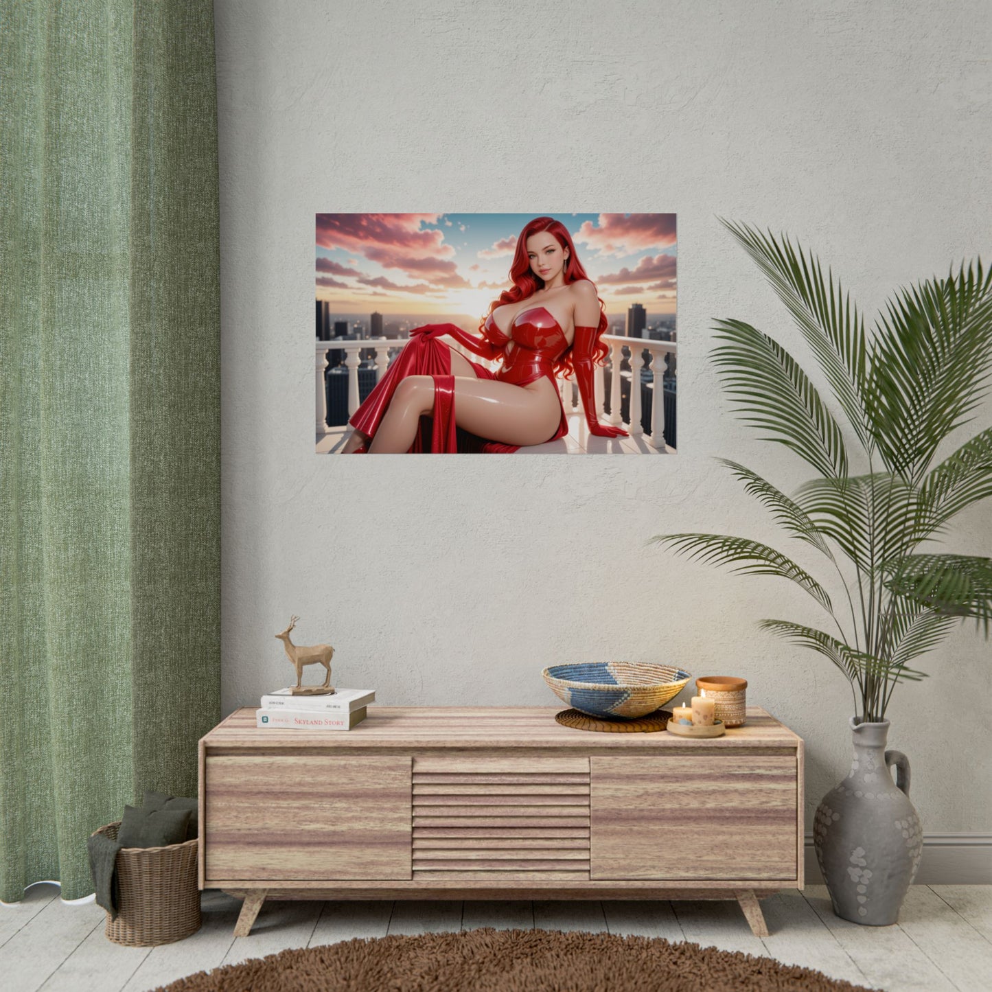 Jessica Rabbit Kunstdruck | Fantasievolles Wandposter für glamouröses Waifu-Zimmerambiente