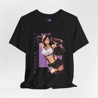 Tifa Lockhart Grafik-T-Shirt | Final Fantasy VII T-Shirt für Anime-Fans | Sexy Kämpferinnen-Shirt