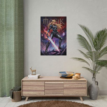 Magik Marvel Poster, X-Men Wandbild, Zauberin Mutant Mädchen Deko, Comic Buch Wandkunst, Geschenk für Fans