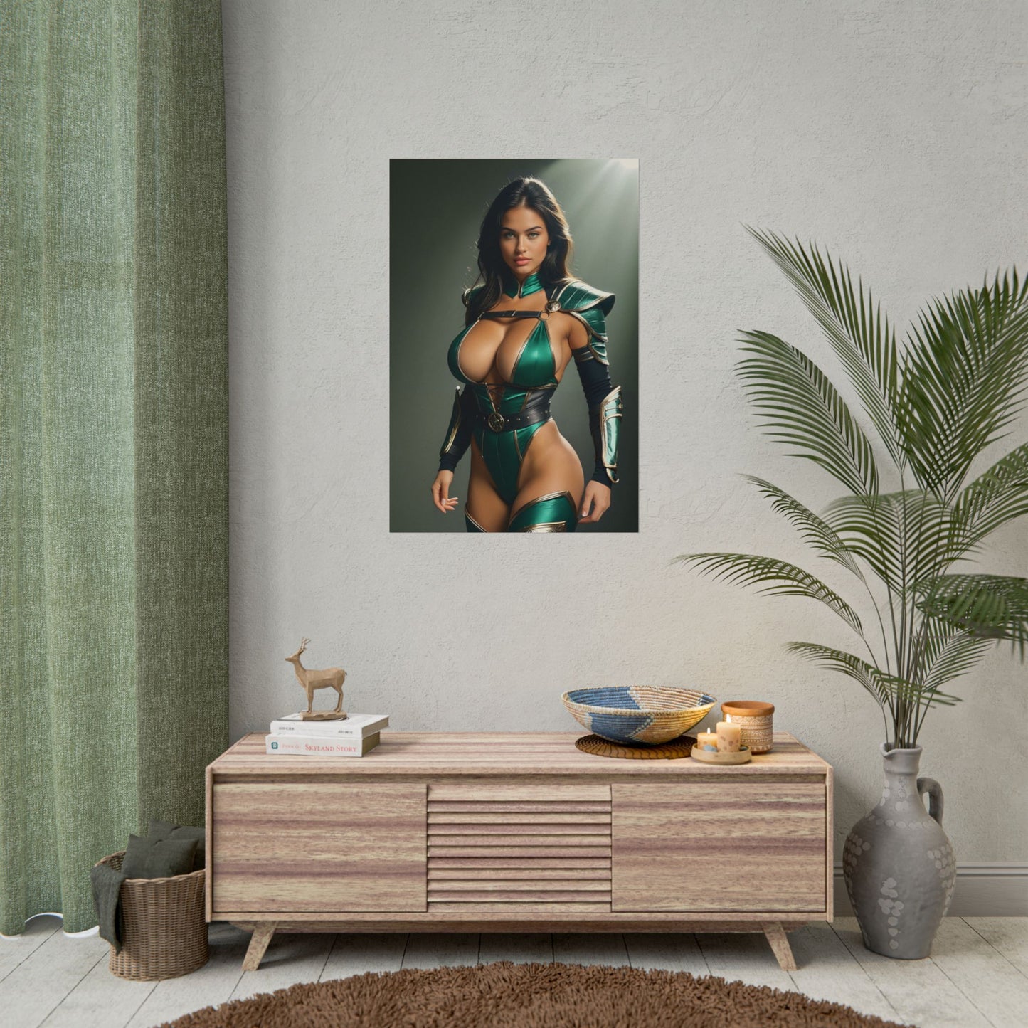 Настінне мистецтво фентезійного вайфу | Постер аніме з нефритом для геймерів та фанатів смертних