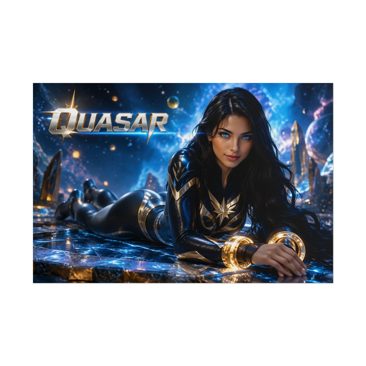 Comic Wall Art Quasar Poster Heroine Room Decor Collectible Character Print