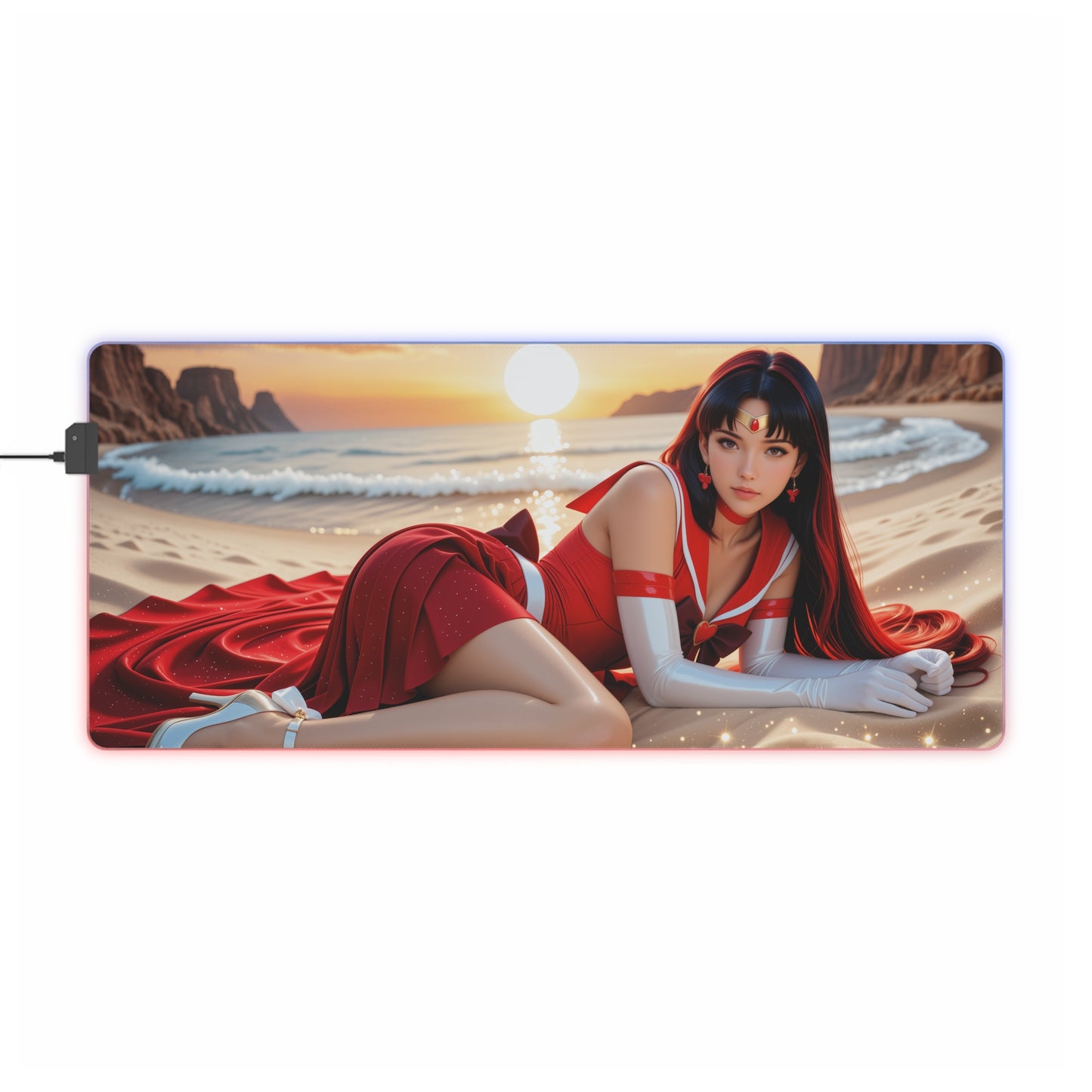 Килимок для столу Sailor Mars – світлодіодний RGB-підкладка, елегантна конфігурація дівчини з аніме Вайфу