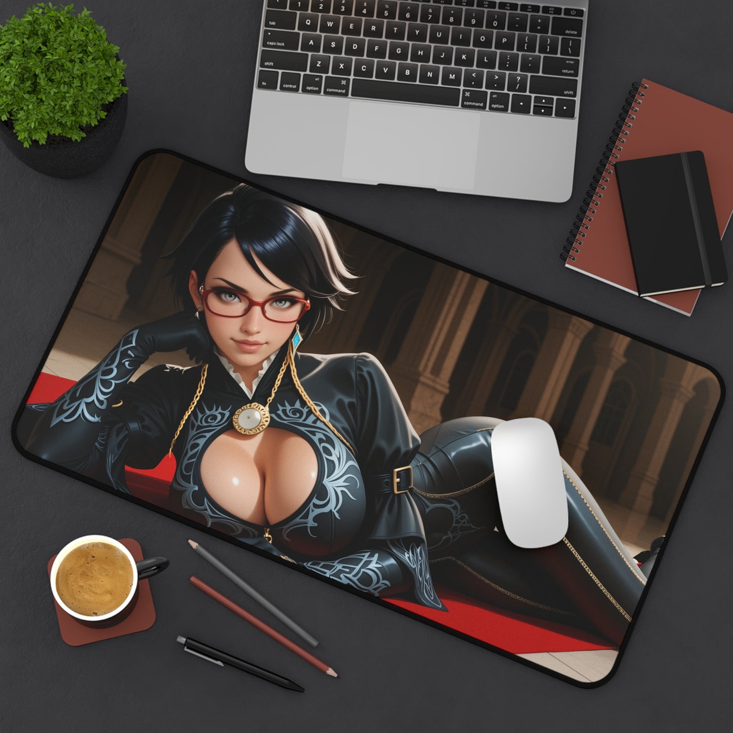 Bayonetta-Schreibtischunterlage, stylisches Mauspad im Stil der Actionspielheldin, Gaming-Schreibtisch-Setup
