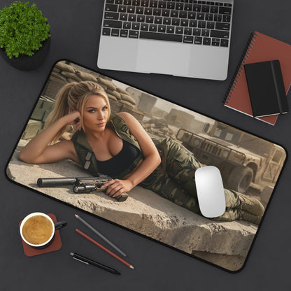 Sonya Blade Gaming Mouse Pad, Mortal Kombat Desk Mat, Special Forces Fighter Setup — HD combat artwork on large desk mat