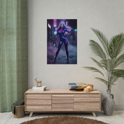 Punchline Poster, DC Comics Art Print – Supervillain Wall Art on modern entertainment wall in gamer room decor