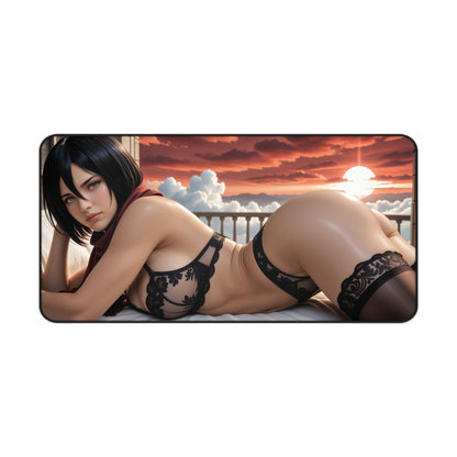 Gaming Mouse Pad – Mikasa Ackerman Desk Mat, AOT Anime Girl Battle Setup