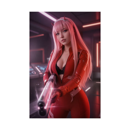 Zero Two Darling in the Franxx Poster Anime Girl Wall Art Pink Hair Woman Print Sci Fi Character Gaming Room Decor Gift