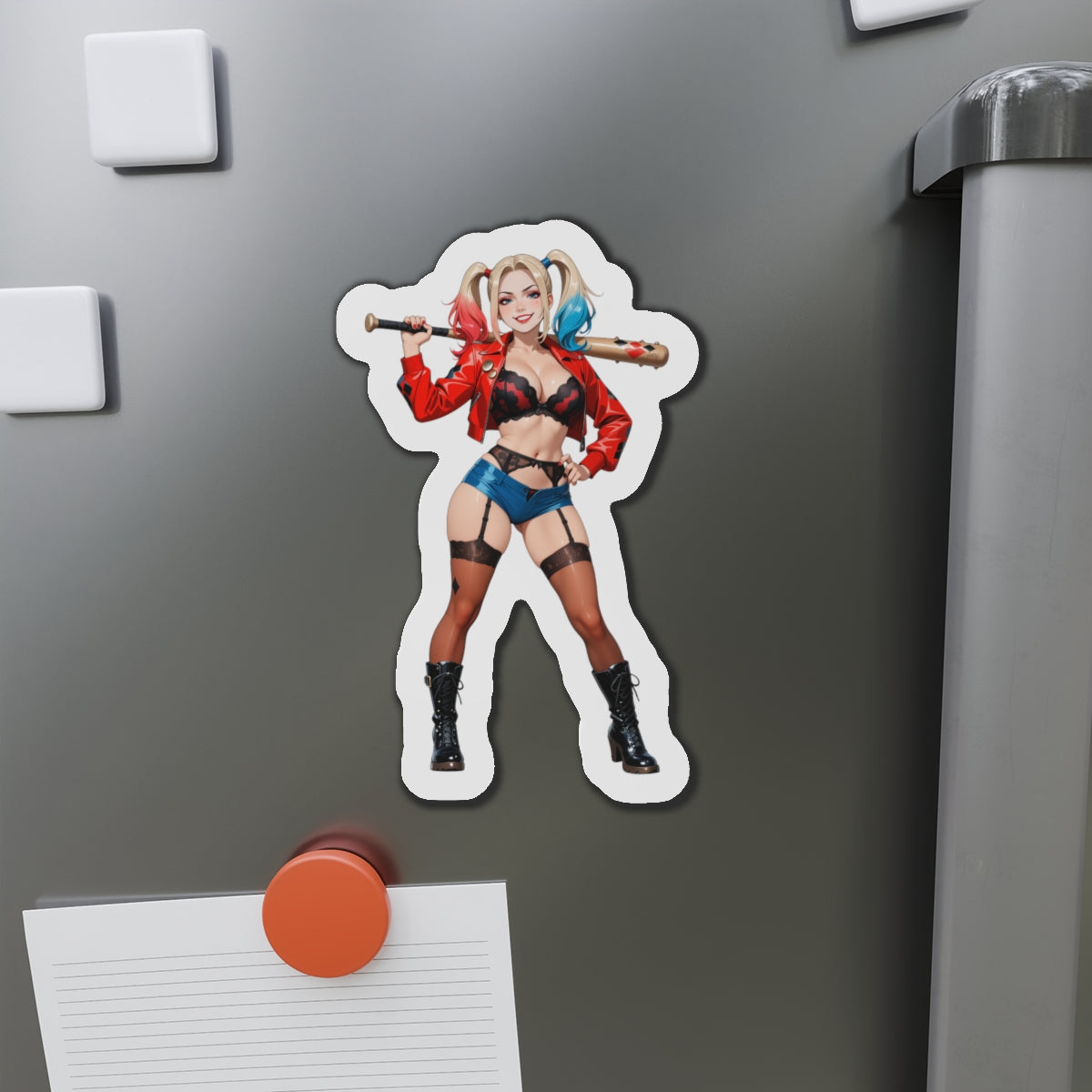 Harley Quinn Magnet – Anime-Bösewicht-Magnet, süße Comic-Kühlschrankdekoration