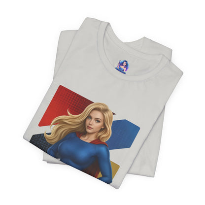 Supergirl T-Shirt | DC Comics Anime Tee for Gamers & Hero Fans - anime-style Supergirl print on white Bella Canvas tee
