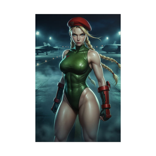 Cammy White Street Fighter Poster Fighter Woman Wall Art Green Outfit Soldier Girl Print Combat Character Gaming Room Decor Gift
