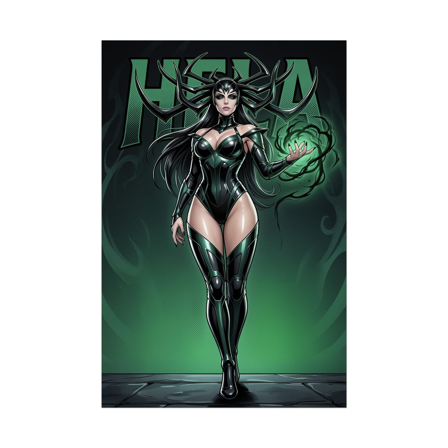 Hela Marvel Poster, Marvel Wandkunstdruck, Göttin des Todes Dekor, Comic-Bösewicht Wandkunst, Geschenk für Fans