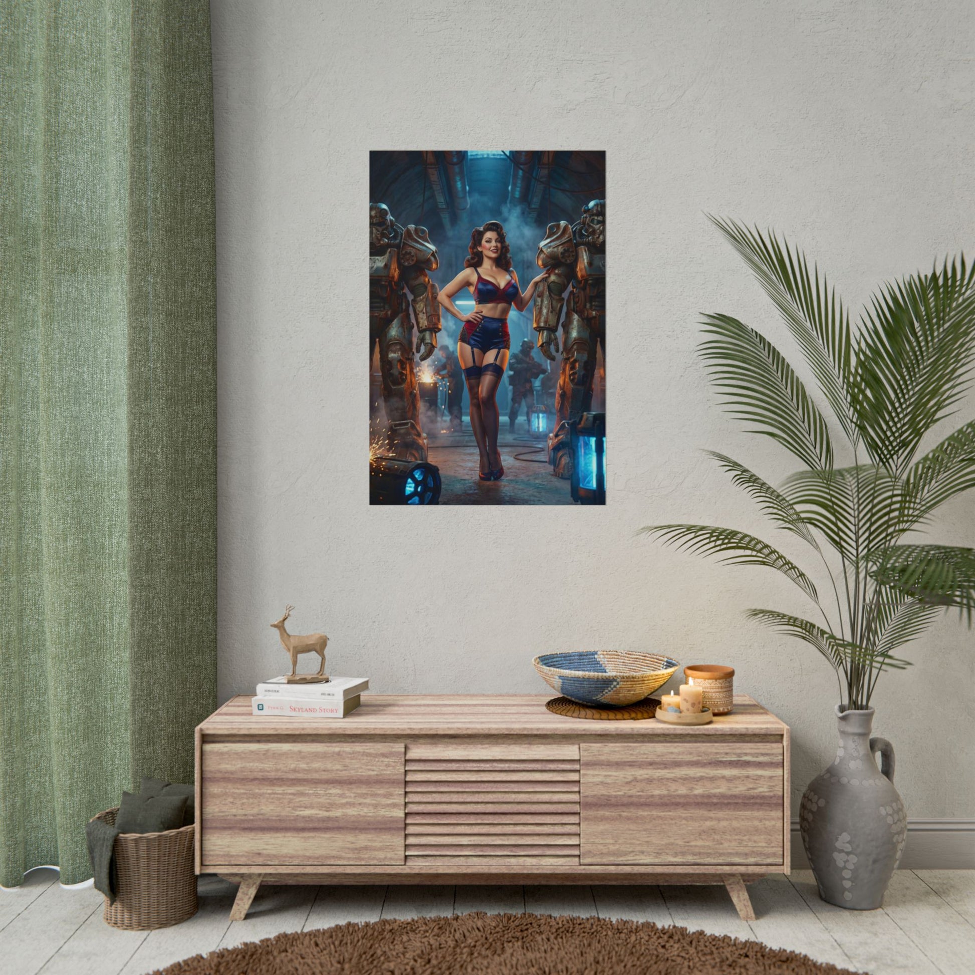 Fallout Retro Woman Poster / Fallout Retro Wall Art / Fallout Retro Art Print / Fallout Poster - vintage pin-up Fallout woman in retro sci-fi scene
