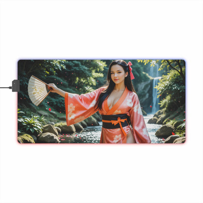 Nezuko Kamado Schreibtischunterlage – LED RGB Pad, Waifu Anime Girl Gaming Setup