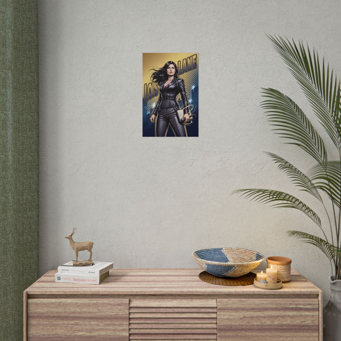 Lois Lane Poster / Lois Lane Wall Art / Lois Lane Art Print / DC Comics Poster featuring confident Lois with notebook and microphone in city-lit scene