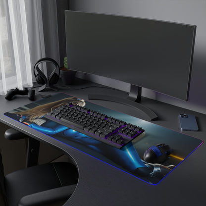 Килимок для столу Samus Aran – світлодіодний RGB-підсвітлювальний килимок, ігровий комплект із зображенням дівчини з аніме Waifu