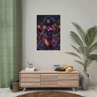 Mileena Mortal Kombat Poster Fighter Woman Wall Art Masked Warrior Girl Print Fighting Game Character Gaming Room Decor Gift