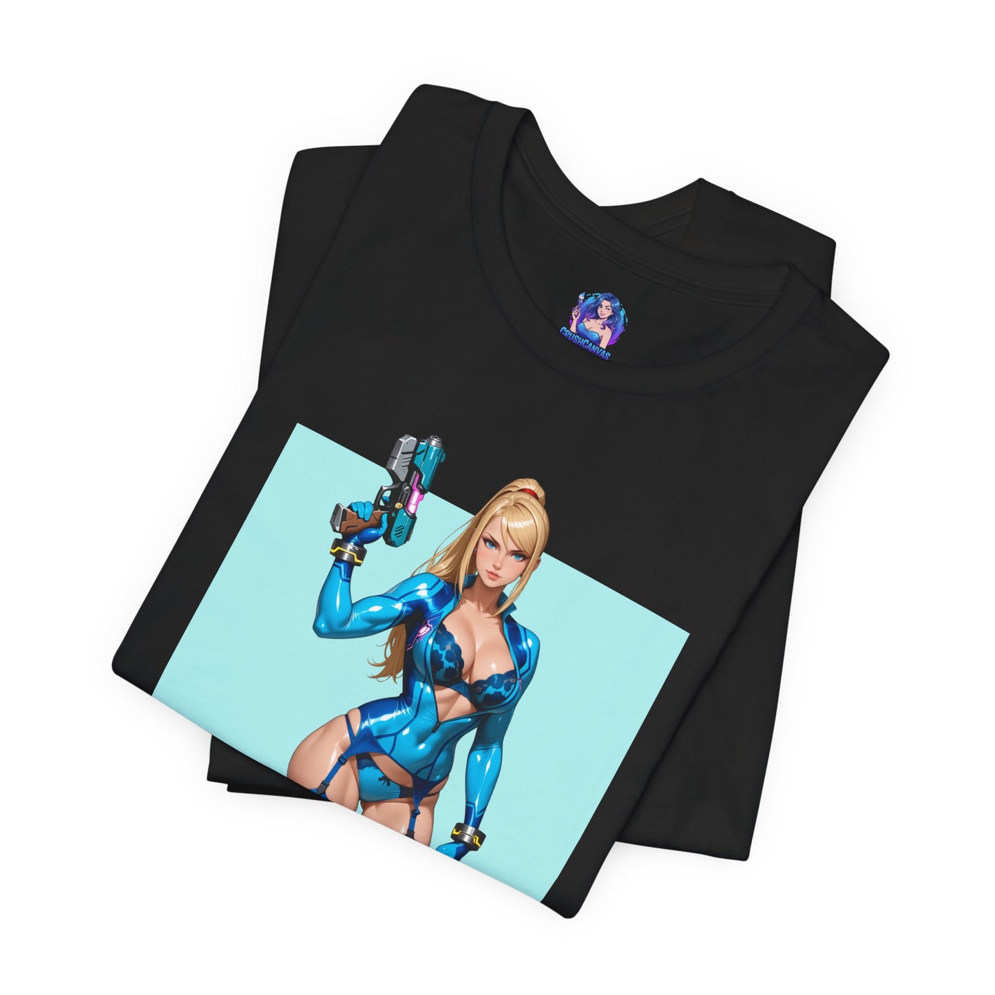 Samus Aran Grafik-T-Shirt | Sci-Fi-Kopfgeldjäger-T-Shirt für Gamer | Anime-Power-Armor-Shirt