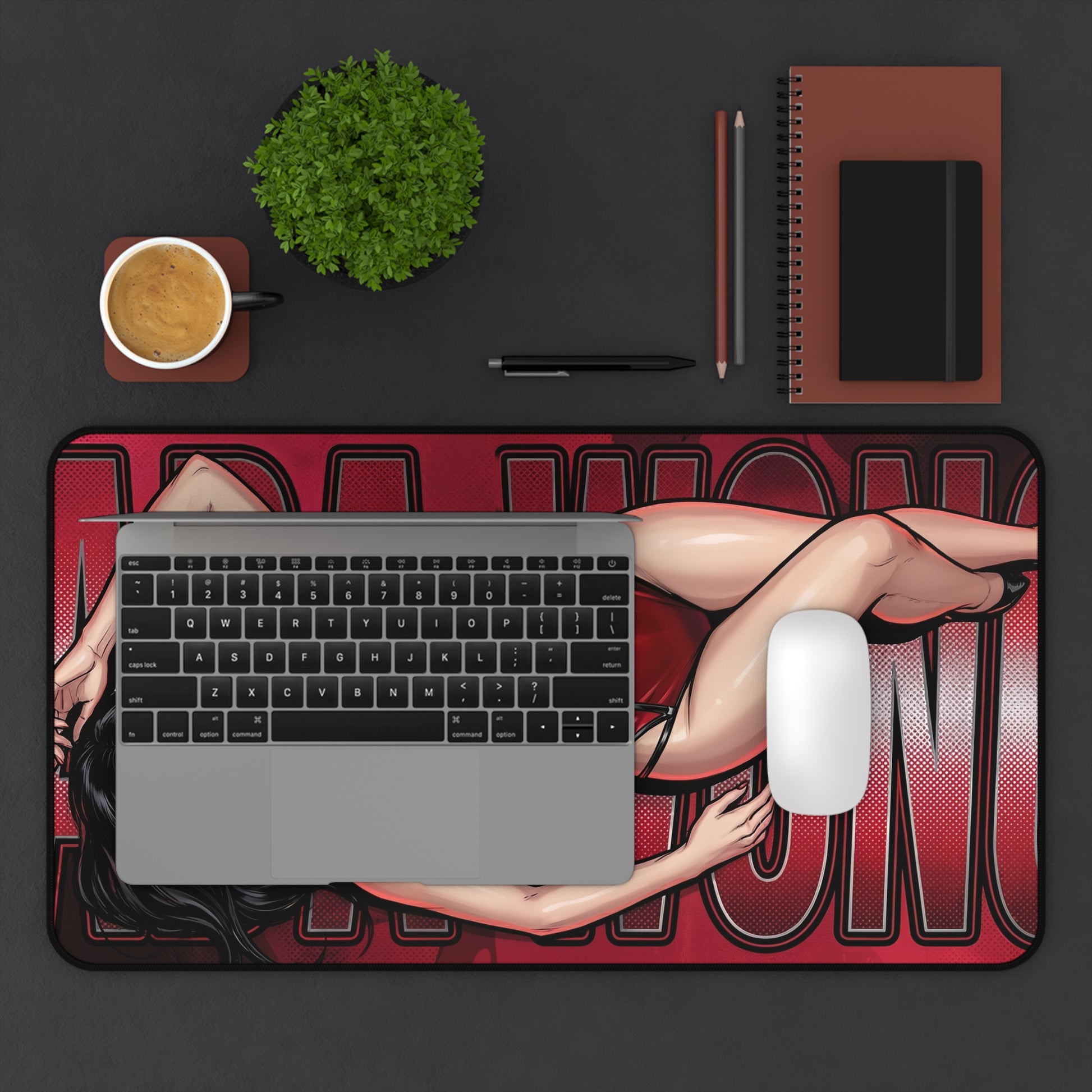 Ada Wong Mouse Pad – Action Game Gaming Mouse Pad, Stylish Gamer Desk Decor on gaming desk with laptop, mouse, and character artwork