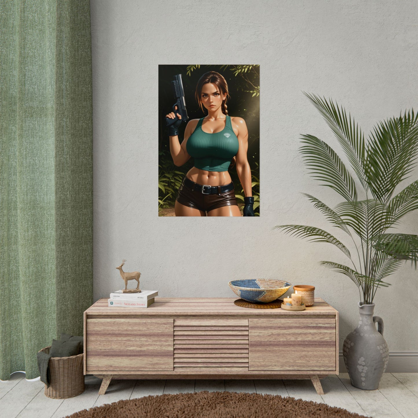 Lara Croft Poster, Anime-Abenteuer-Kunstdruck, Waifu-Entdecker-Wanddeko