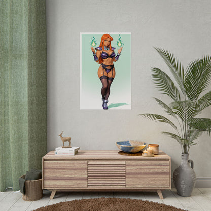 Starfire Wall Art Print, Orange-Haired Waifu Poster, Anime Hero Girl Decor