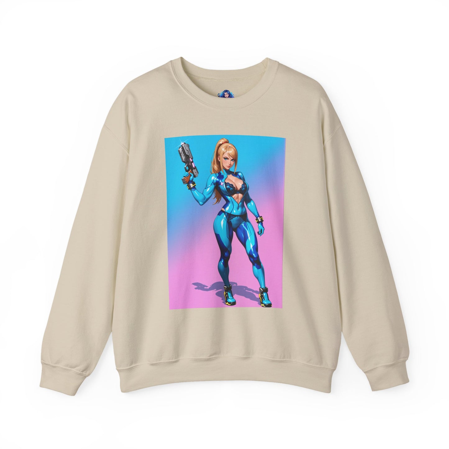 Samus Aran Sweatshirt, Power Suit Rundhalsausschnitt, Premium Sci-Fi Gaming Streetwear