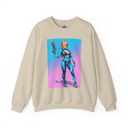 Samus Aran Sweatshirt, Power Suit Rundhalsausschnitt, Premium Sci-Fi Gaming Streetwear