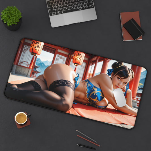 Chun-Li Gaming Mouse Pad, Street Fighter Desk Mat, Anime Fighter Girl Setup