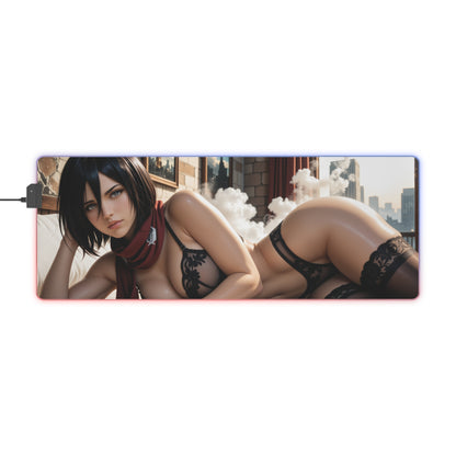 Килимок для столу Mikasa Ackerman – світлодіодний RGB-підсвітлювальний килимок, ігрова конфігурація для дівчат з аніме Waifu