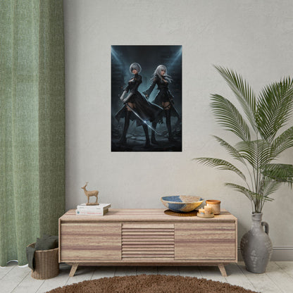 2B and A2 NieR Automata Poster – Iconic Android Heroines Wall Art