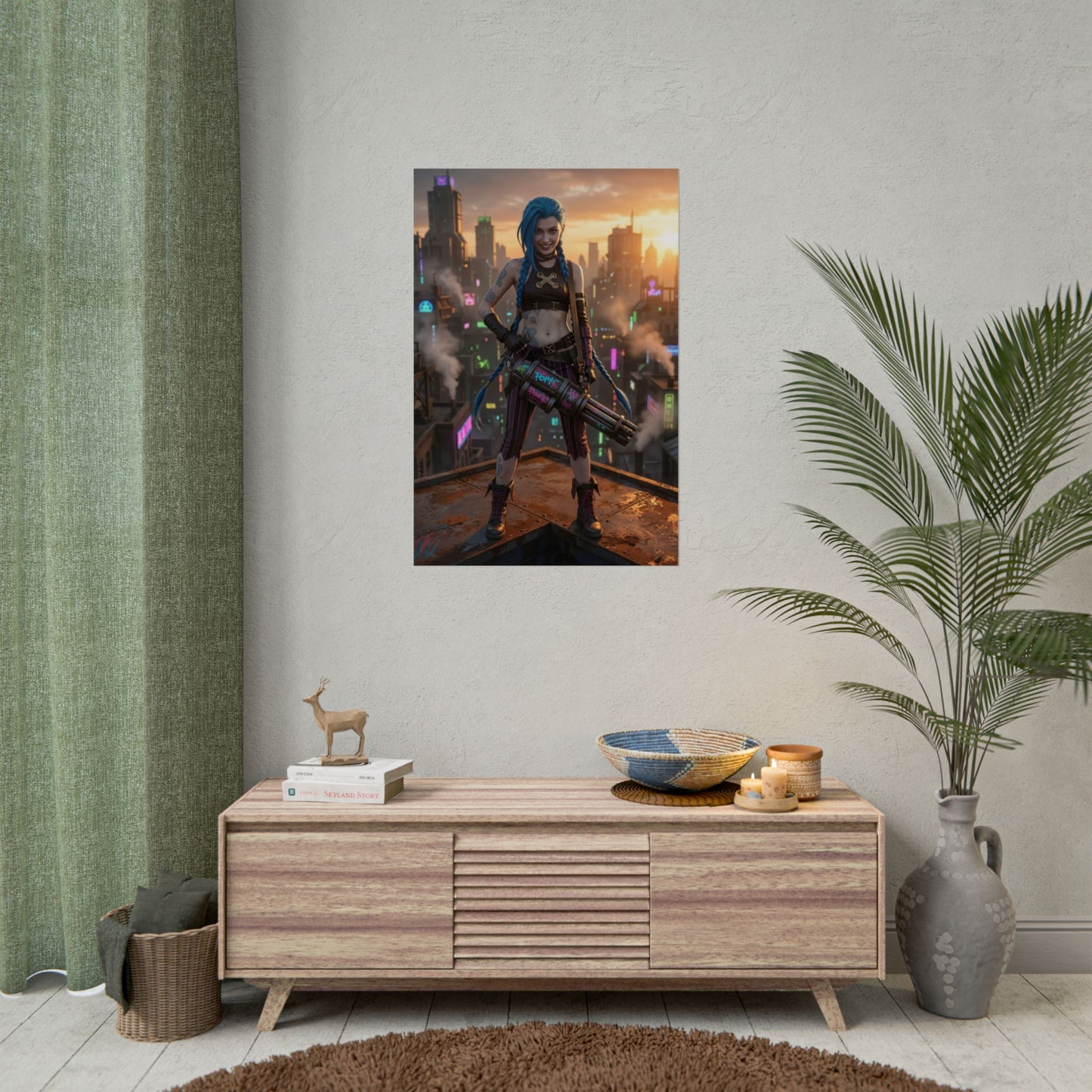 Jinx Poster, League of Legends Art Print, Iconic Chaotic Champion on gaming room wall, bold dynamic character art