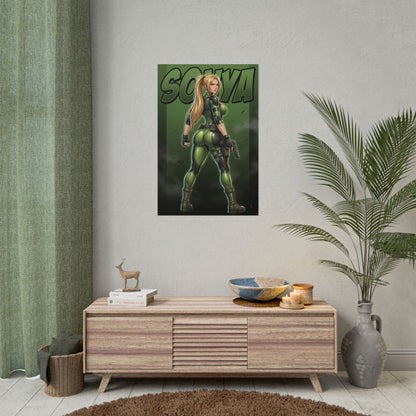 Sonya Blade Art Print, Mortal Kombat Poster, Combat Girl Wall Art, MK Character Decor, Gamer Gift Idea