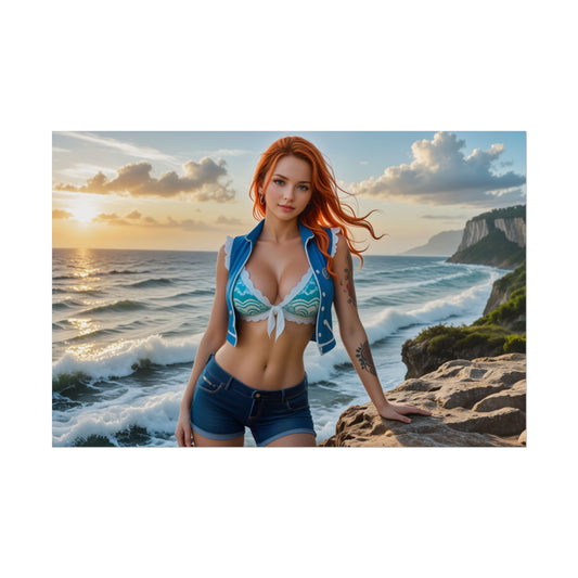 Постер аніме Nami | Настінне мистецтво піратського Вайфу для кімнати отаку або обстановки